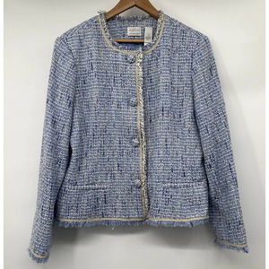 Emma James Light Blue Tweed Blazer Womens Sz 16